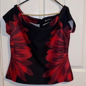 Beautiful red and black boat neck top